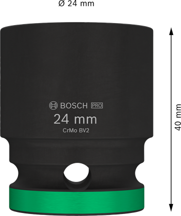 Kunci Sok Impact Bosch PRO 1/2 inci 24 mm, panjang 40 mm.